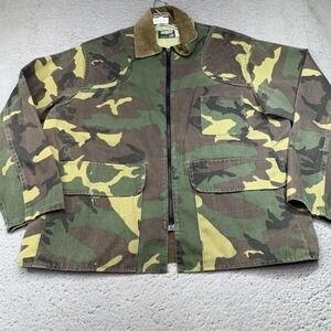 Vintage SafTBak Jacket Mens‎ Extra Large Camo Hunting Drop Hem Corduroy Collar